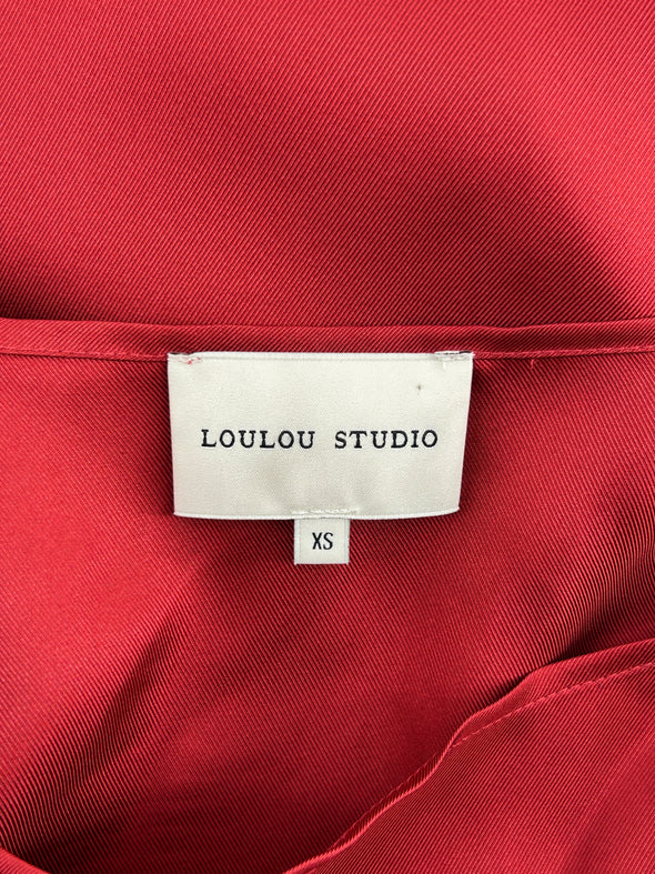 Robe en soie rouge "Moun"