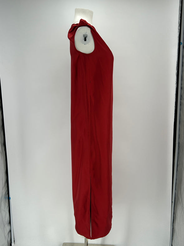 Robe en soie rouge "Moun"