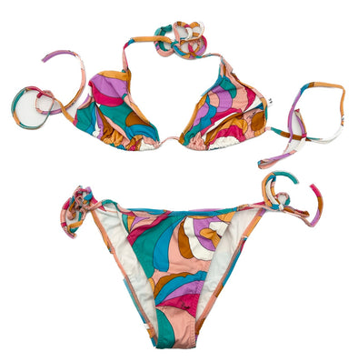 Maillot de bain deux pièces à motifs multicolores