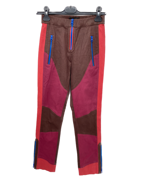 Pantalon en cuir multicolore