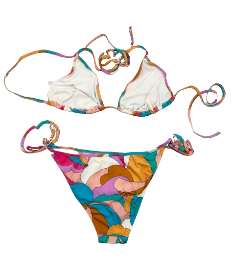 Maillot de bain deux pièces à motifs multicolores