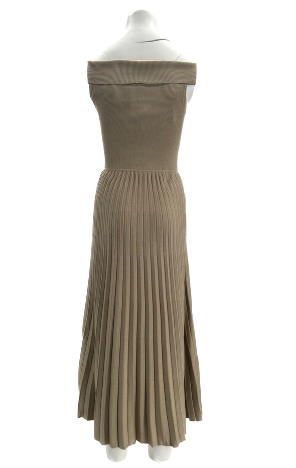 Robe midi plissée taupe