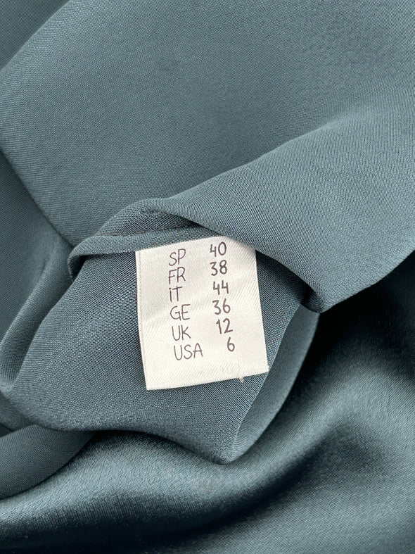 Robe satinée bleue