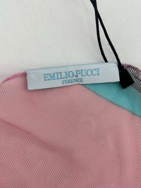 Débardeur en mesh rose et bleu marine