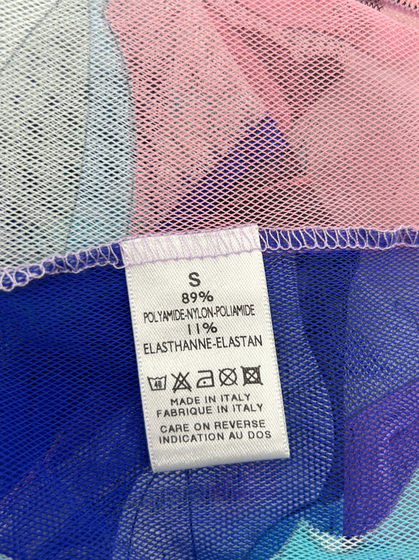 Débardeur en mesh rose et bleu marine