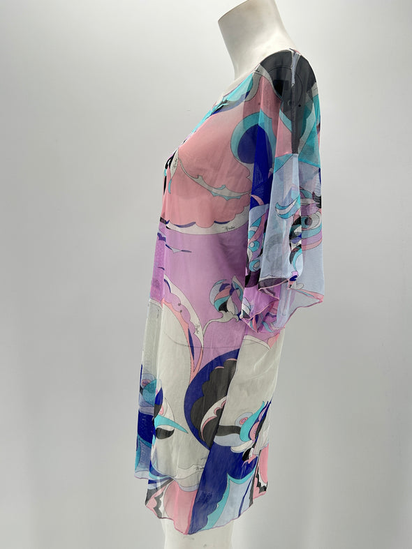 Robe transparente en mesh multicolore