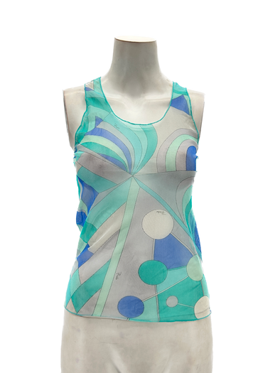 Débardeur bleu transparent en mesh