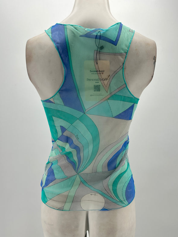 Débardeur bleu transparent en mesh