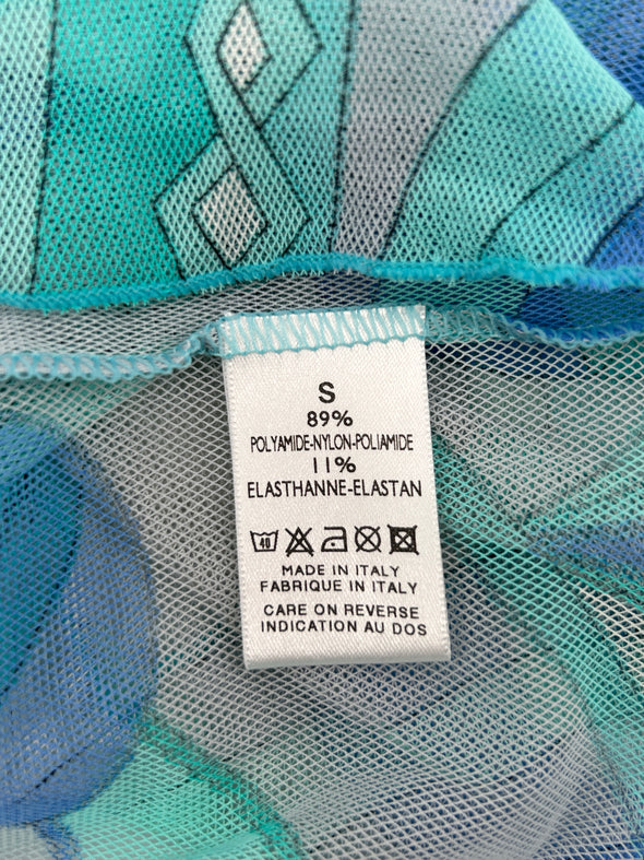 Robe transparente en mesh turquoise