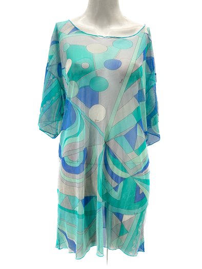 Robe transparente en mesh turquoise