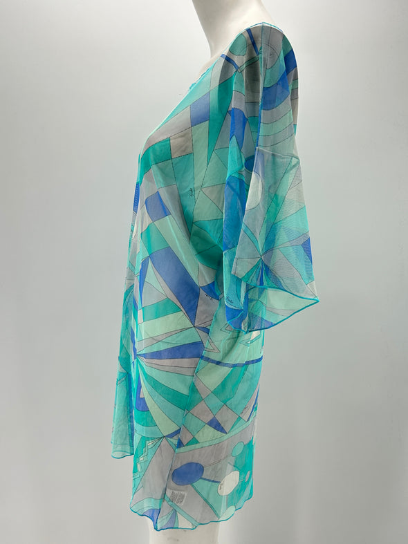Robe transparente en mesh turquoise