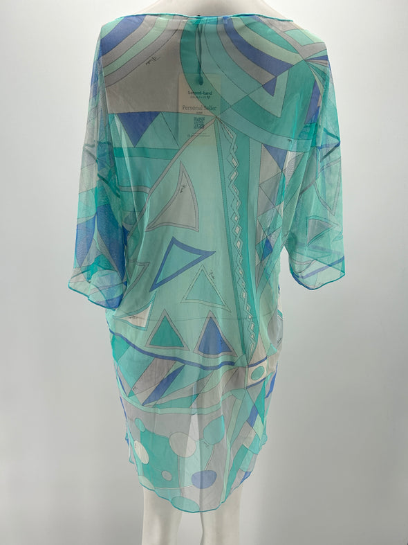 Robe transparente en mesh turquoise