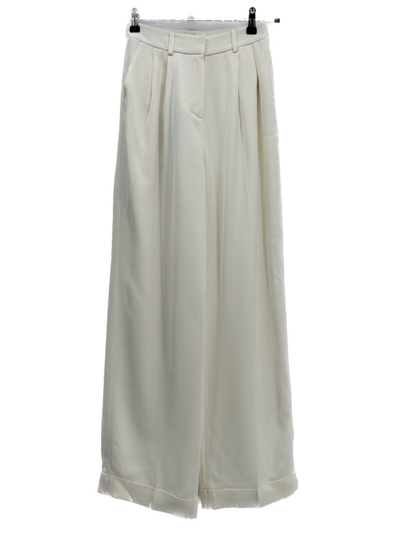 Pantalon de tailleur large écru