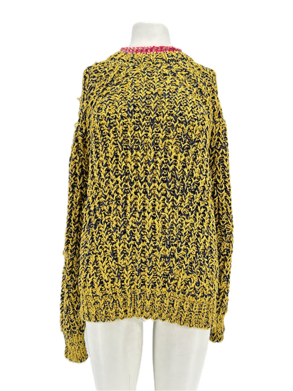 Pull tressé jaune