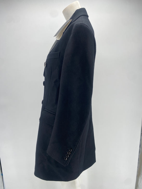 Manteau en laine col en cuir