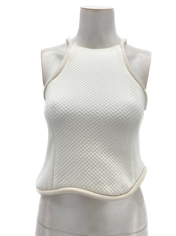 Top court blanc matelassé