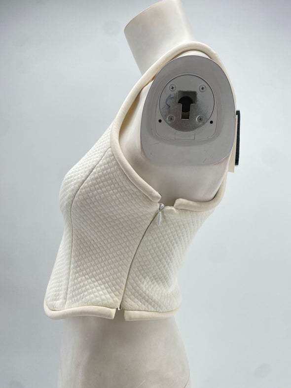 Top court blanc matelassé