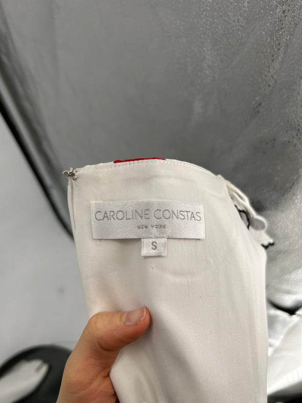 Bustier blanc à pois jaune, rouge et bleu