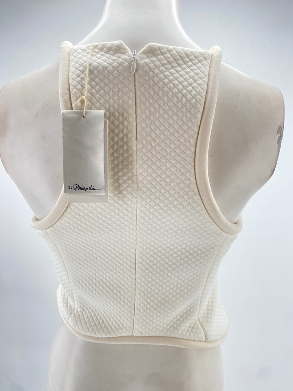 Top court blanc matelassé