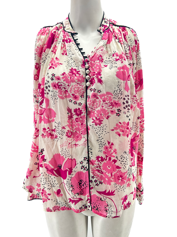 Blouse fleurie rose