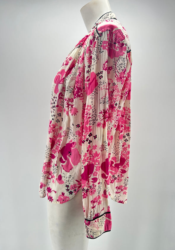 Blouse fleurie rose
