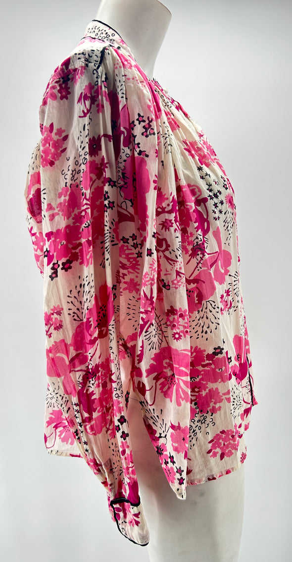 Blouse fleurie rose