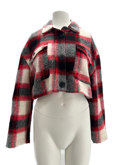 Veste crop top à carreaux