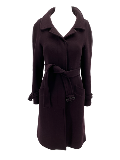 Manteau aubergine à ceinture