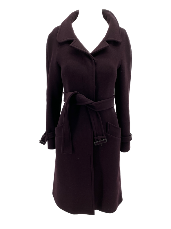 Manteau aubergine à ceinture