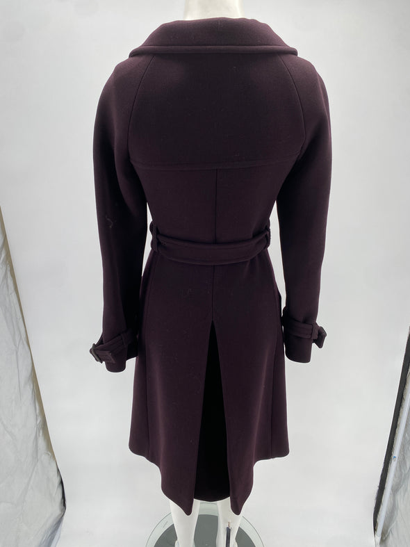 Manteau aubergine à ceinture