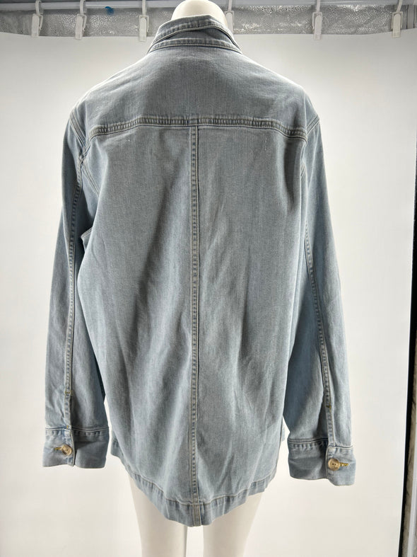 Veste en jean longue bleu clair