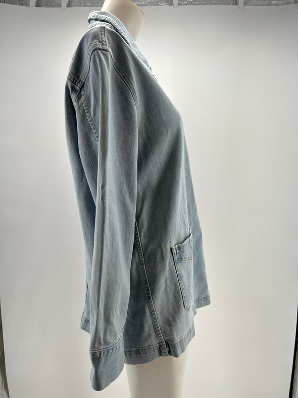 Veste en jean longue bleu clair