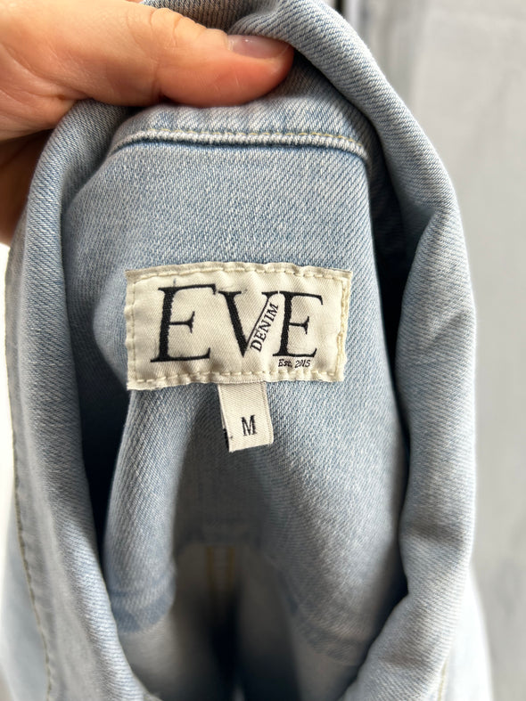 Veste en jean longue bleu clair