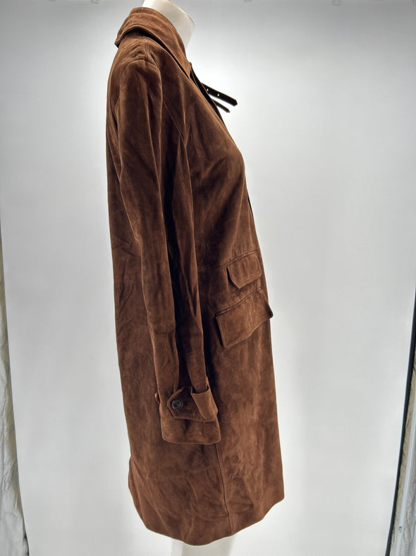 Manteau marron en daim
