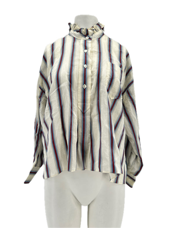 Blouse blanche à rayures
