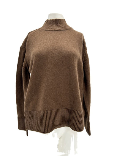 Pull col roulé marron