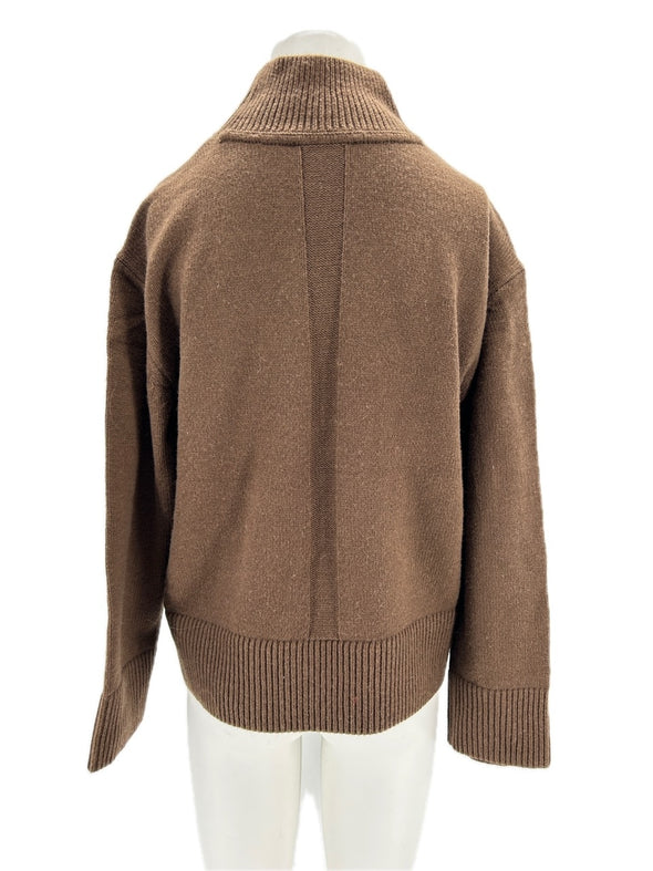 Pull col roulé marron