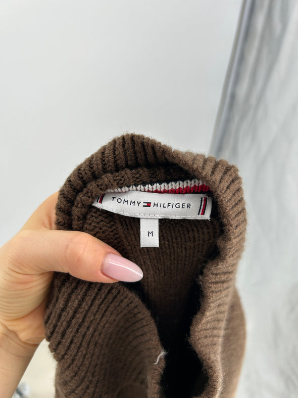 Pull col roulé marron