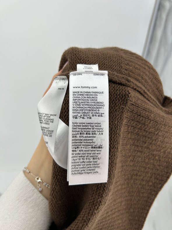 Pull col roulé marron