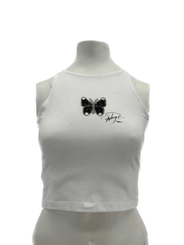 Débardeur blanc à détail papillon
