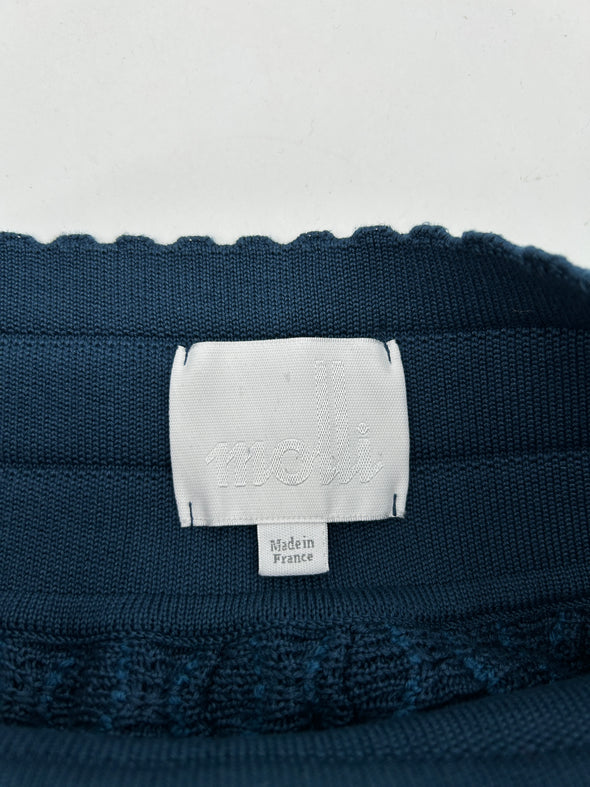 Jupe bleue tricotée à taille haute