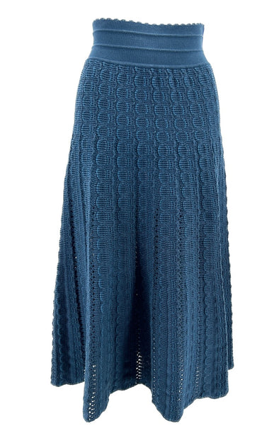 Jupe bleue tricotée à taille haute