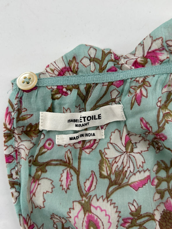 Robe bleue à motif floral