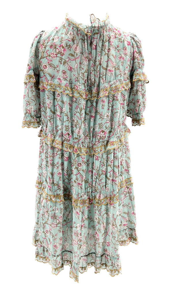 Robe bleue à motif floral