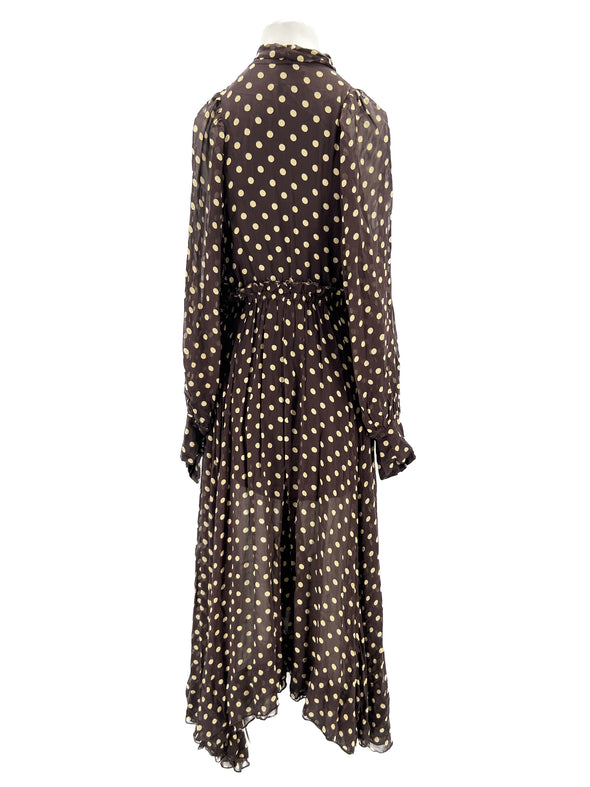 Robe marron à pois écrus