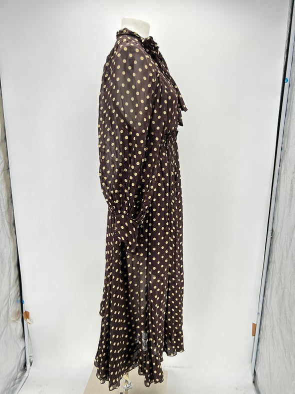 Robe marron à pois écrus