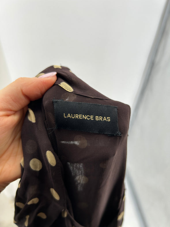 Robe marron à pois écrus