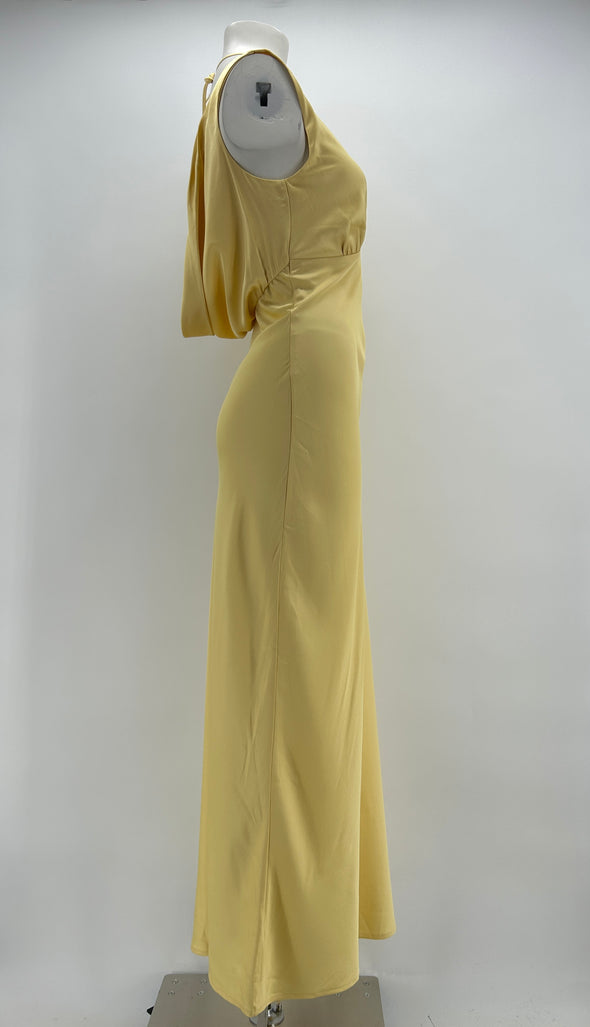 Robe jaune satinée à dos nu