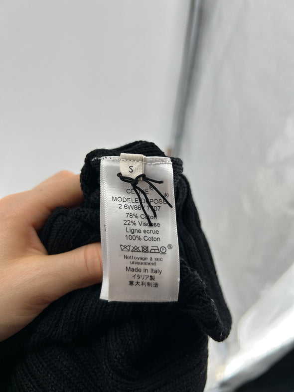 Robe longue noire côtelée