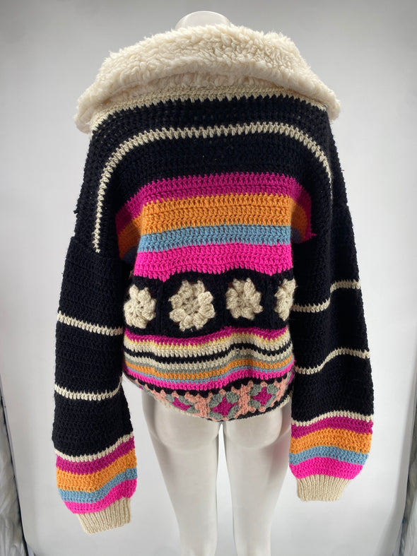 Pull à zip multicolore